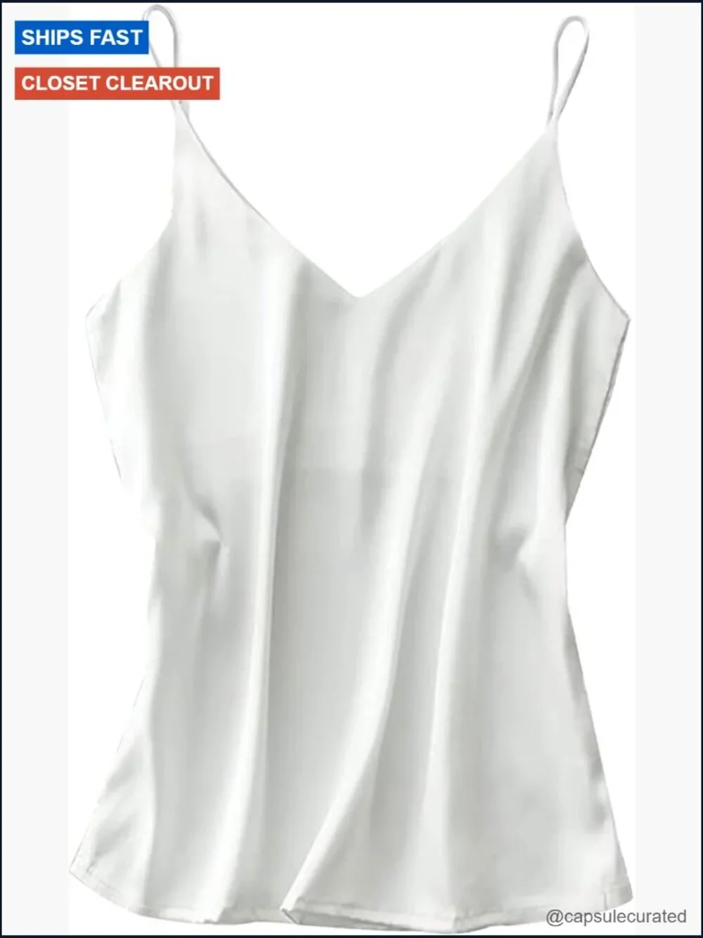 V Neck Satin Pajama Tank Top Spahetti Strap Camisole